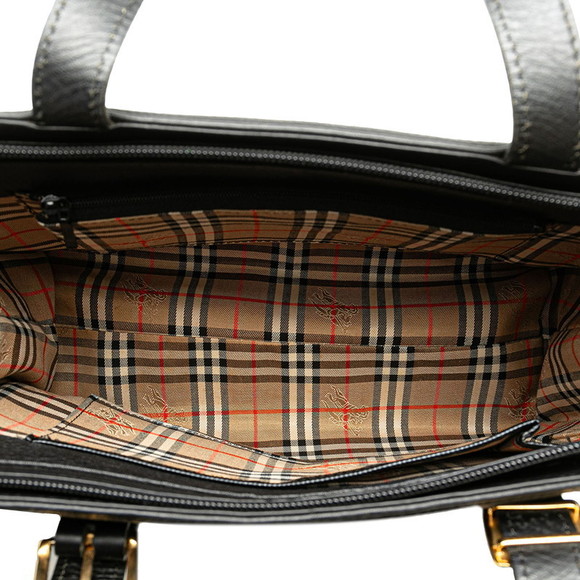 Burberry Nova Check Leather Handbag Black - Picture 7 of 9